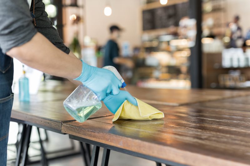 Cleaning tables and surfaces